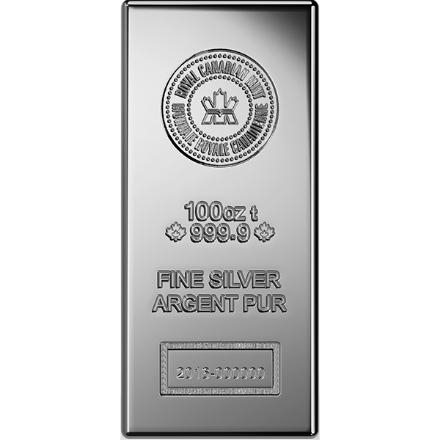 Show details for Silver Bar RCM 100 ounce - .999 fine silver Picture of Silver Bar RCM 100 ounce - .999 fine silver