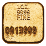 Picture of Gold Cast Square Bar 1 Ounce Perth Mint- .9999 fine gold